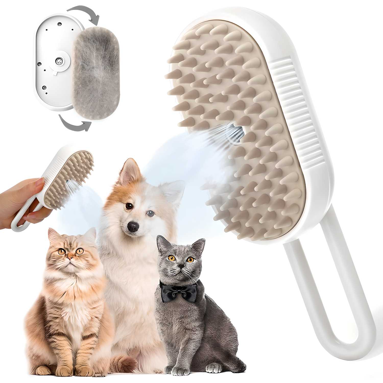 Furvelle™ Pet Spa Brush.“Gentle steam grooming that removes loose fur while keeping your pet calm.”