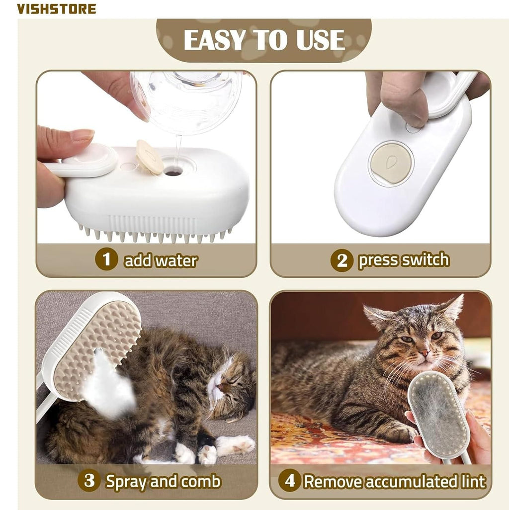 Furvelle™ Pet Spa Brush.“Gentle steam grooming that removes loose fur while keeping your pet calm.”