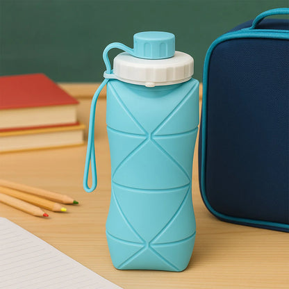 600ml Collapsible Silicone Water Bottle for Travel, Sports, Gym & Office
