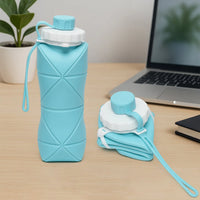600ml Collapsible Silicone Water Bottle for Travel, Sports, Gym & Office